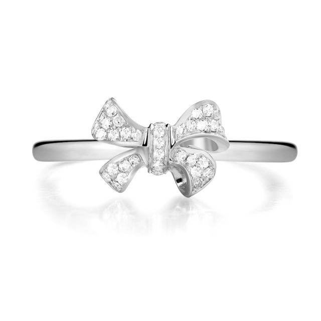 Bague petit noeud Or blanc 18cts. Diamants 0.080ct