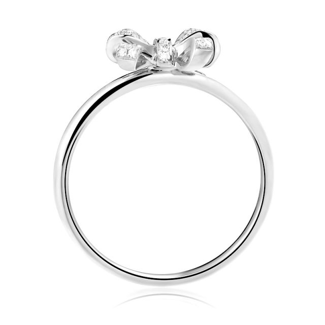 Bague petit noeud Or blanc 18cts. Diamants 0.080ct