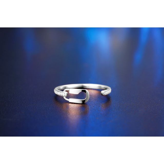 Bague cadenas Or blanc 18cts. Diamants 0.070ct