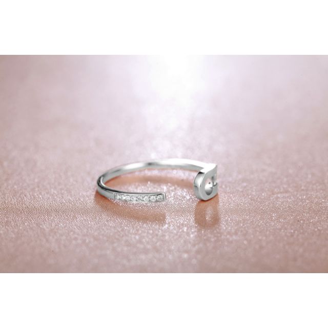 Bague cadenas Or blanc 18cts. Diamants 0.070ct