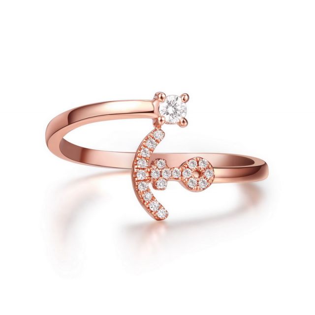 Bague enclume de bateau. Or rose 18cts, diamants 0.11ct | Gemperles