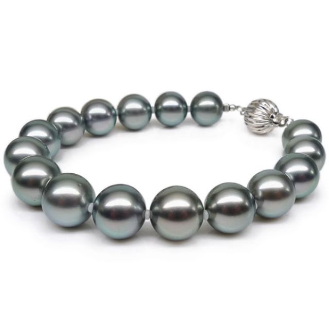 Bracelet perles de Tahiti grises - 9/10mm - Fermoir Or