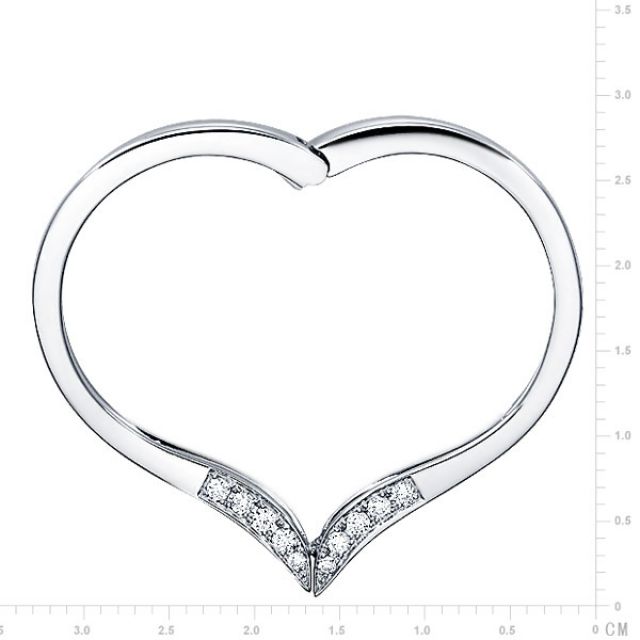 Bague anneau type pendentif. Cœur or blanc diamants | Polichinelle