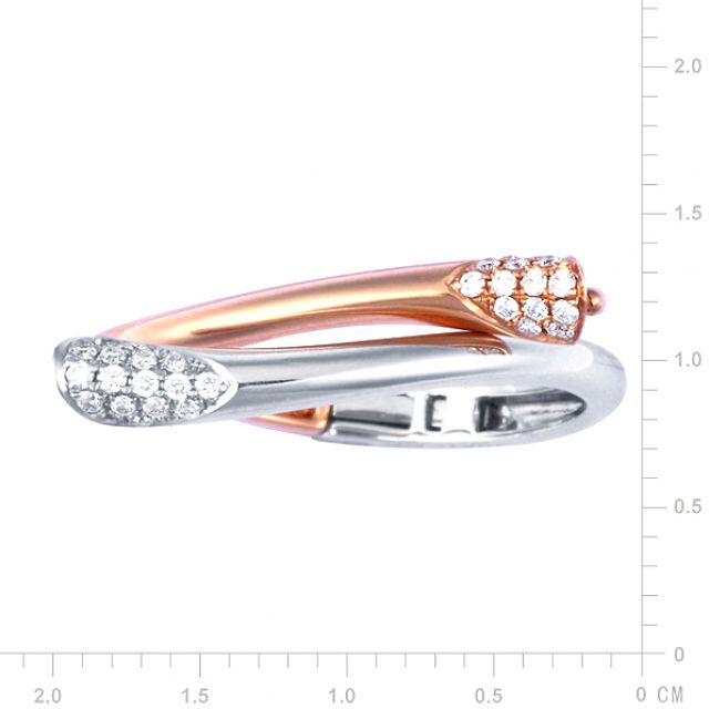 Bague moderne deux ors rose et blanc - Cœur pendentif diamanté