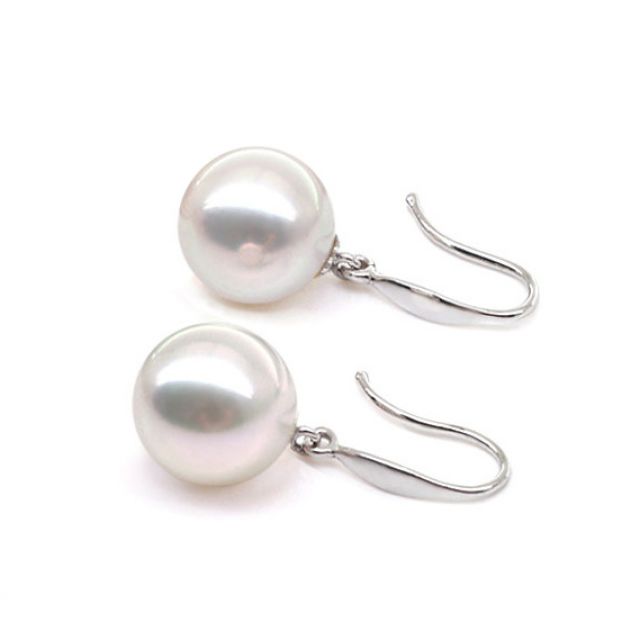 Boucles d'oreilles perles Akoya - 7.5/8mm - Paire Crochets or blanc