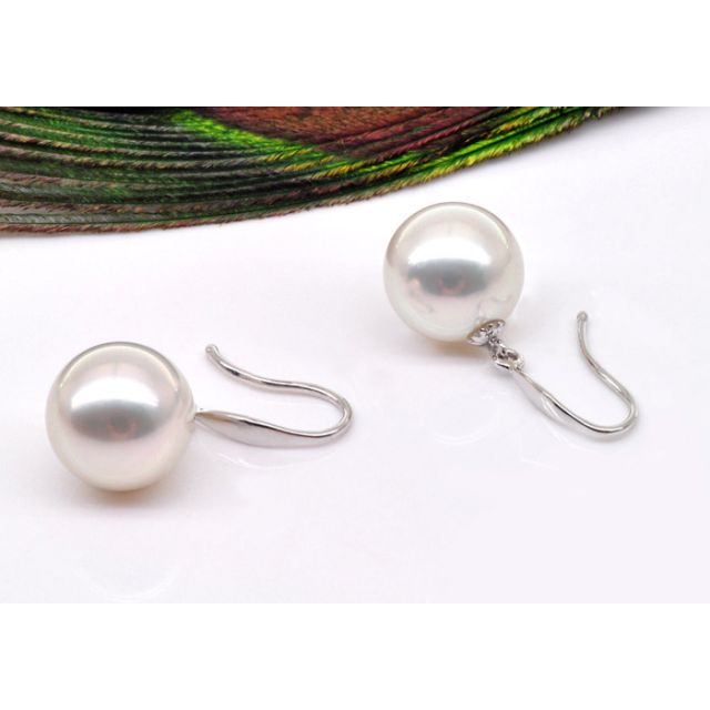 Boucles d'oreilles perles Akoya blanches - 7.5/8mm - AAA - Or blanc