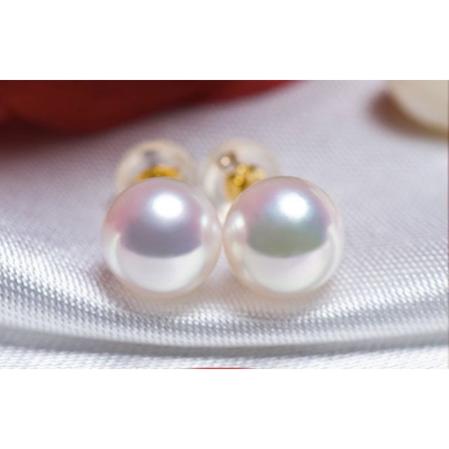 Boucles d'oreilles perles Akoya blanches - 7/7.5mm - AAA - Or jaune