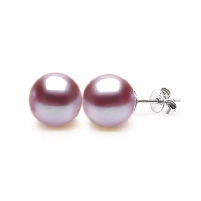 Boucles oreilles or blanc - Clous d'oreilles perles 9/9.5mm culture