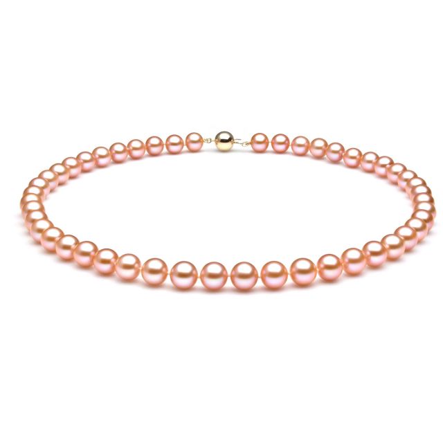 Perle de culture rose - Collier perles eau douce roses - 7.5/8mm