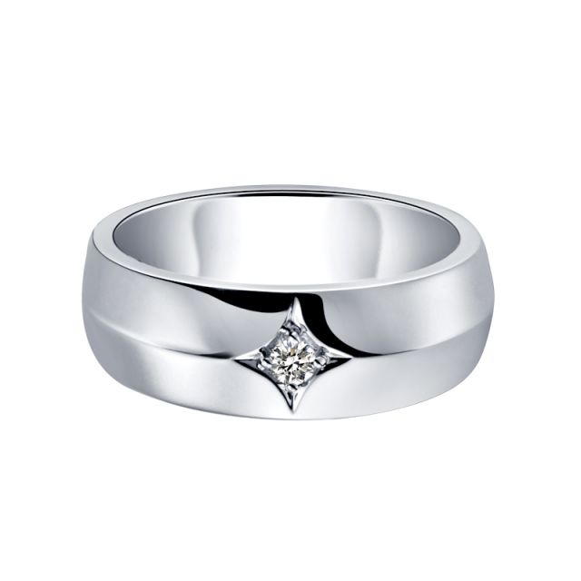 Chevalière - Bague chevalière homme en or blanc - 1 diamant central | Borgia