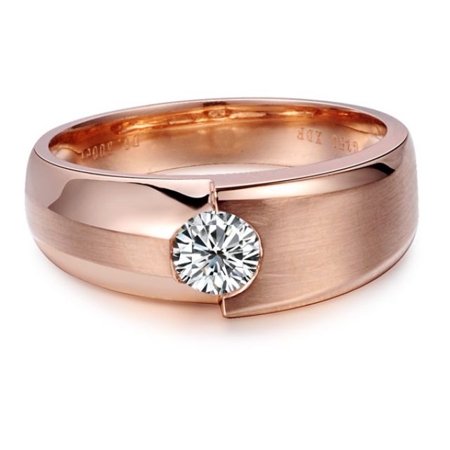 Bague homme duo d'or rose serti d'un diamant de 0.50ct | Gemperles