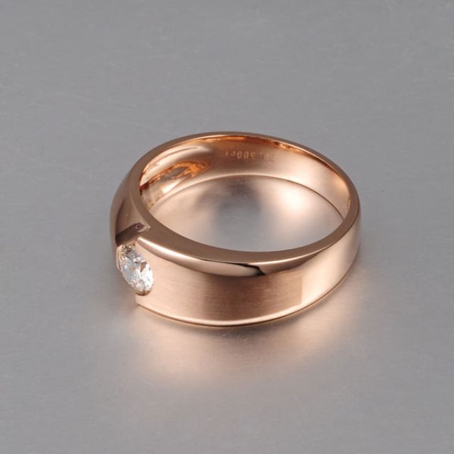 Bague homme duo d'or rose serti d'un diamant de 0.50ct | Gemperles