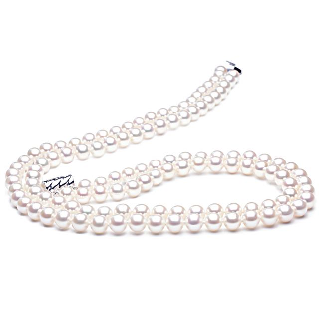 Collier perles 2 rangs - Collier perles mariage - 6.5/7mm