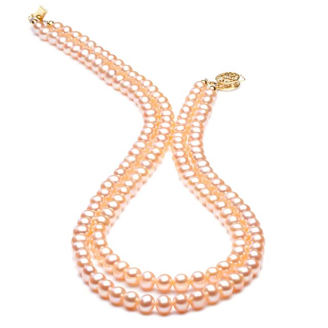 collier double rang perles roses - Perles de culture Chine - 5/5.5mm