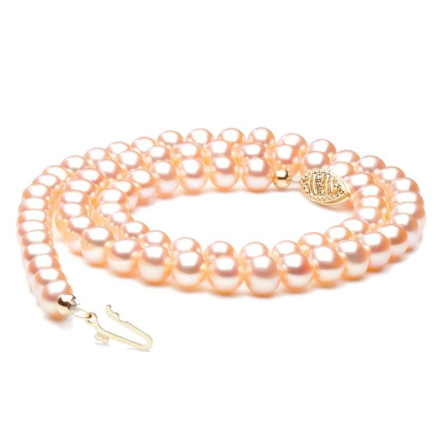 Collier perles culture - Perle eau douce Chine rose - 5/5.5mm, AA+