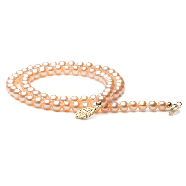 Collier perles culture - Perle eau douce Chine rose - 5/5.5mm, AA+