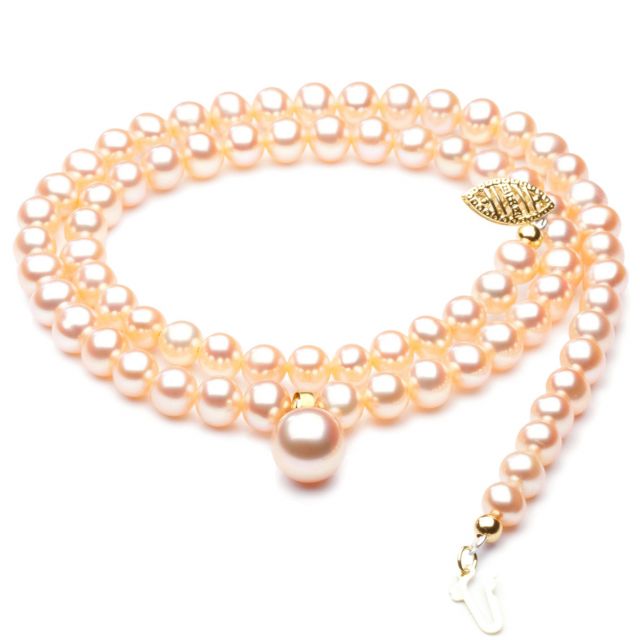 Collier Lyrique en Perles d'Eau Douce Roses AAA | Gemperles