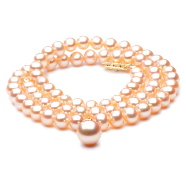 Collier Lyrique en Perles d'Eau Douce Roses AAA | Gemperles