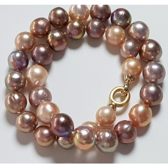 Collier Grosse Perle Rose à Lavande - 12/14mm - AA+