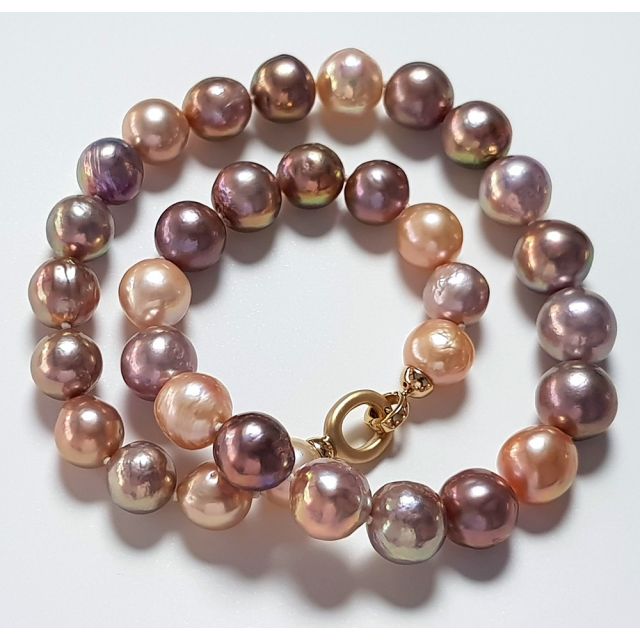 Collier Grosse Perle Rose à Lavande - 12/14mm - AA+