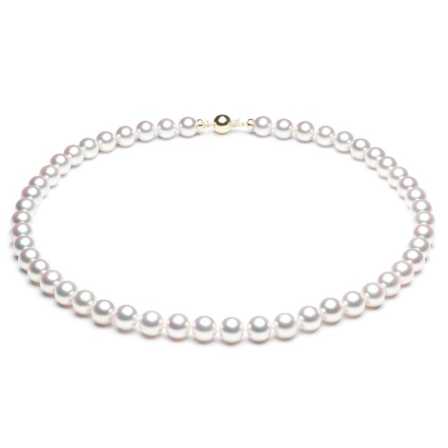 Collier perles Akoya blanches - Perle fine cultivée au Japon - 7/7.5mm