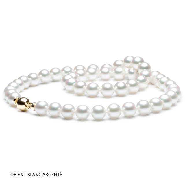 Collier perles Akoya blanches - Perle fine cultivée au Japon - 7/7.5mm