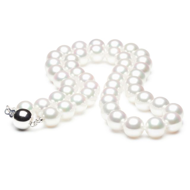 Collier perles fines - Collier perle Akoya blanche Japon - 7.5/8mm