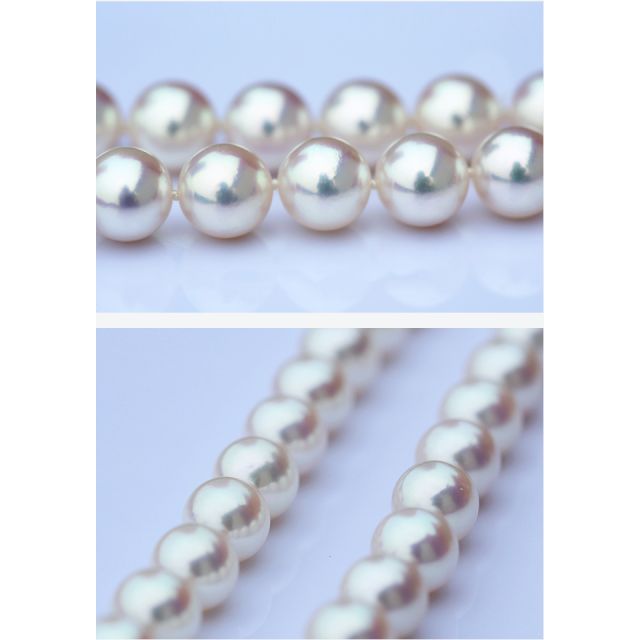 Collier grosse perle Akoya du Japon. Perles fines blanches. 8.5/9mm