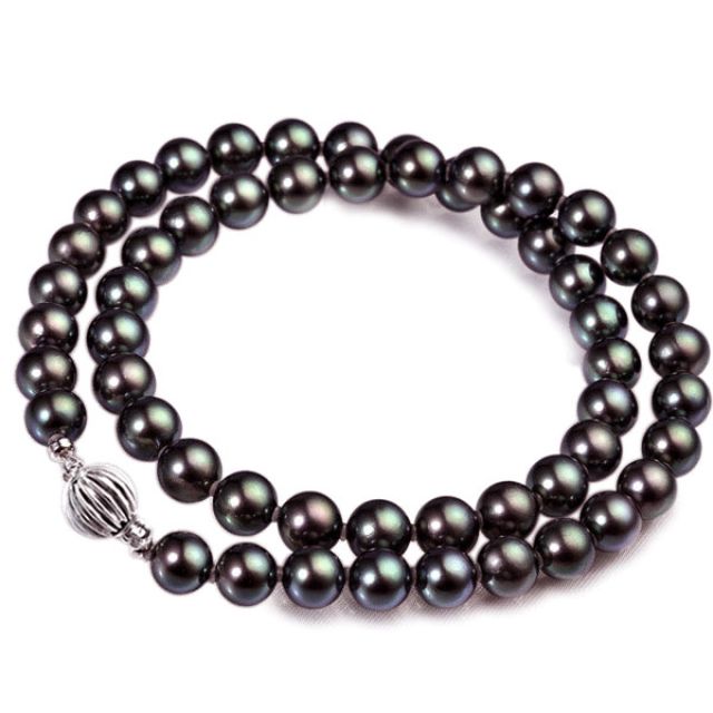 Collier perles Akoya noires - Perle japonaise noire - 6/6.5mm