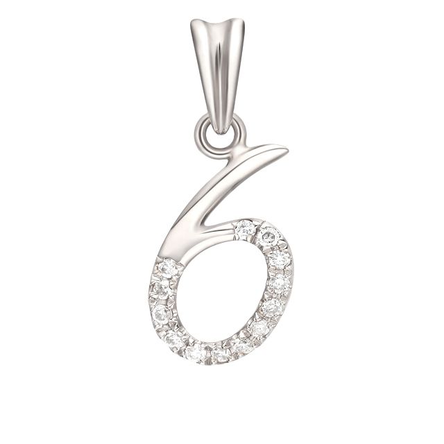 Pendentif chiffre 6 - Or blanc 18cts et diamants 0.065ct