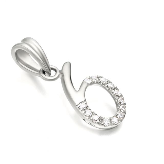 Pendentif chiffre 6 - Or blanc 18cts et diamants 0.065ct