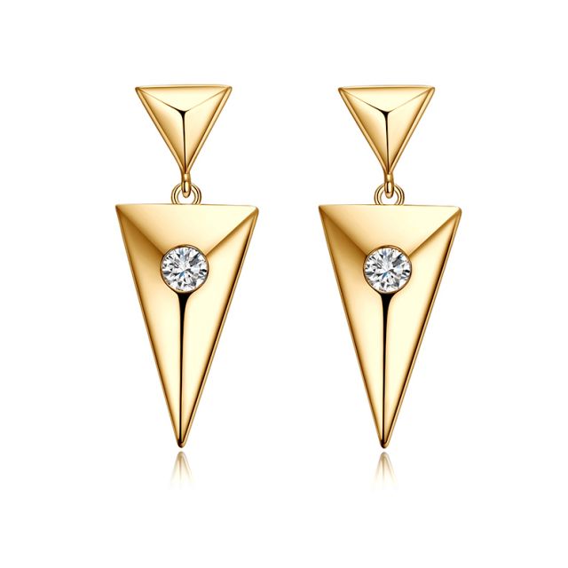 Pendants d'oreilles triangles Or jaune. Diamants 0.10ct