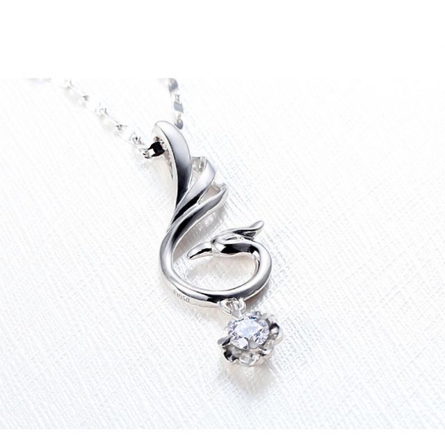 Pendentif cygne blanc - Solitaire diamant