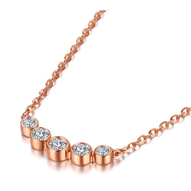 Collier pendentif Or rose. 5 diamants sertis clos 0.26ct | Gemperles