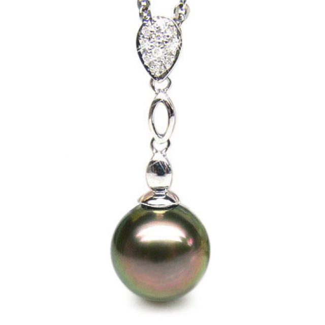 Pendentif Saria- Perle de Tahiti - Or blanc, diamants