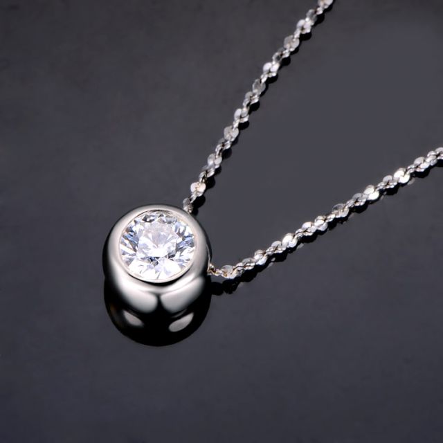 Collier pendentif - Diamant solitaire or blanc 