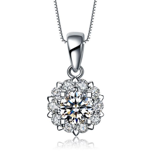 Pendentif Coeur Caillouté Or blanc et Diamants 0.33ct