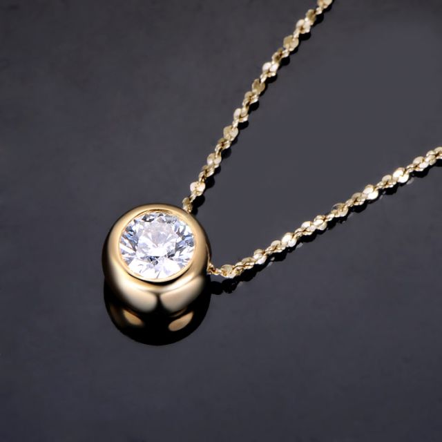 Pendentif solitaire en diamant 0.25ct - Collier or jaune 750/1000