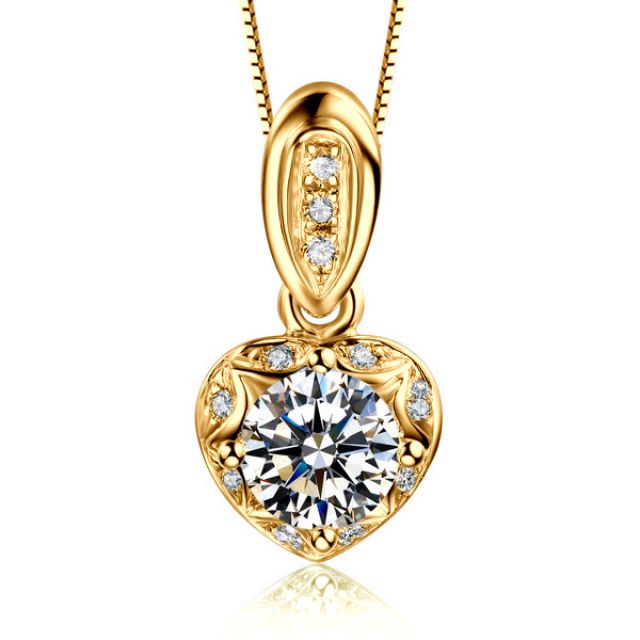 Pendentif Coeur Or jaune 18cts et diamants 0.37ct