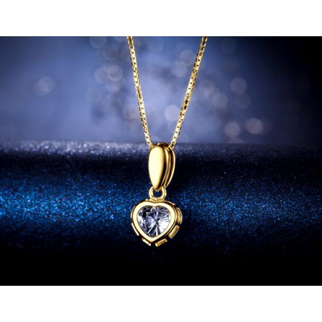 Pendentif Coeur Or jaune 18cts et diamants 0.37ct