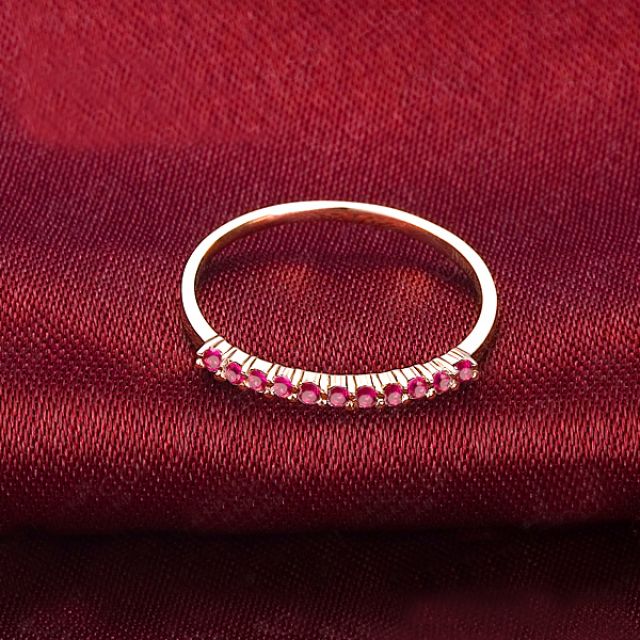 Bague or rose 18 carats - Rubis de Birmanie - Anneau