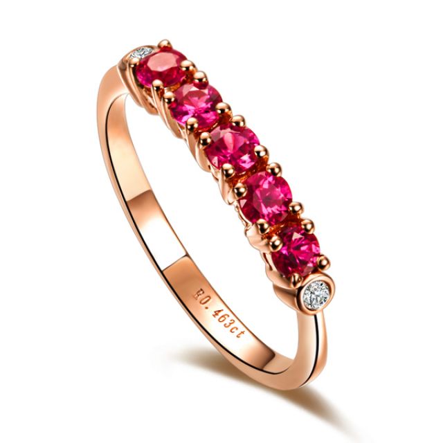 Bague rubis diamants - Sophistiquée et glamour - Or rose