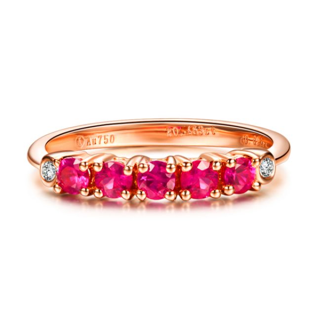 Bague rubis diamants - Sophistiquée et glamour - Or rose