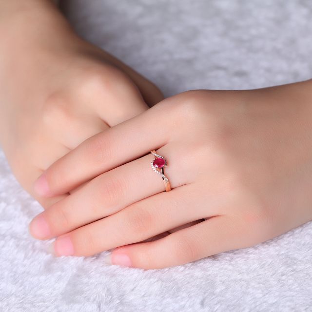 Bague Rubis 0.35ct & Diamants Or Rose 18cts| Gemperles