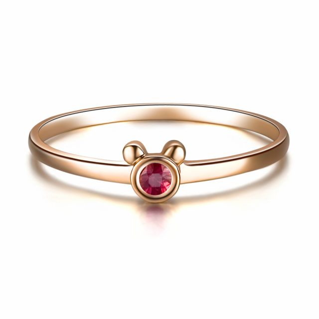 Bague solitaire rubis - Or rose 18 carats - Mon petit ourson