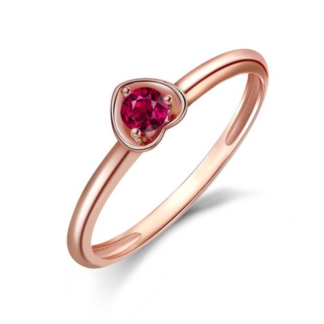 Bague rubis et or rose - Monture coeur