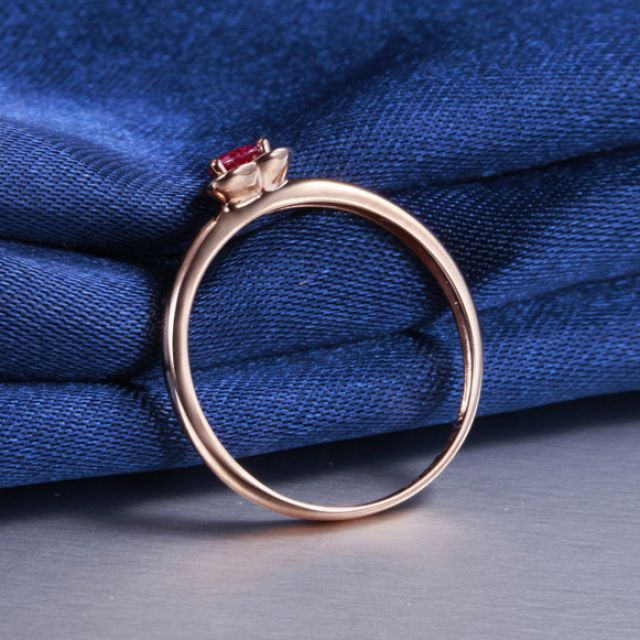 Bague rubis et or rose - Monture coeur