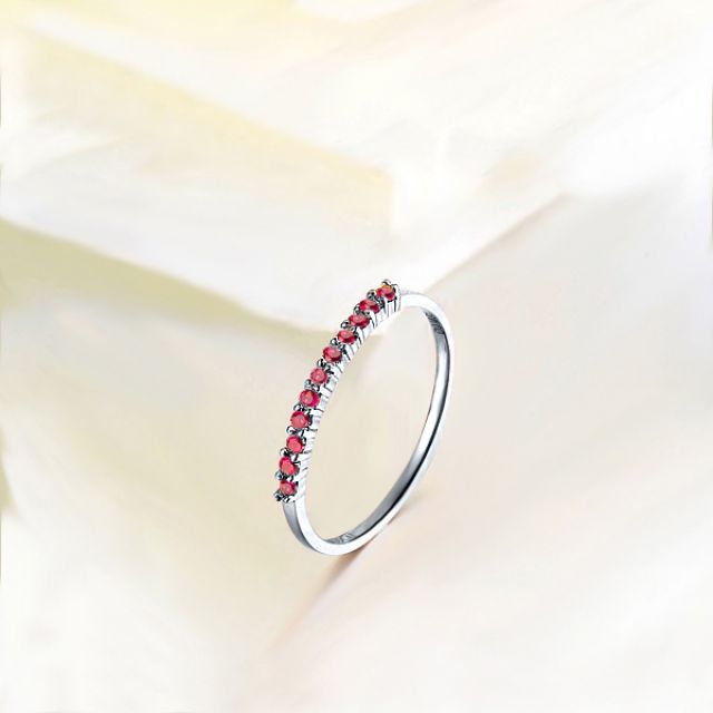 Bague or blanc 18 carats - Rubis de Birmanie - Anneau