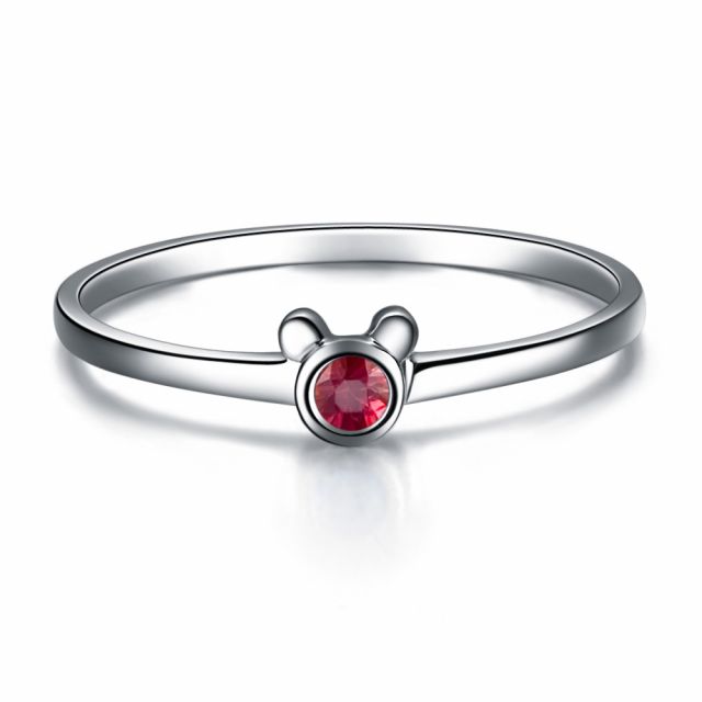 Bague solitaire rubis - Or blanc 18 carats - Mon petit ourson