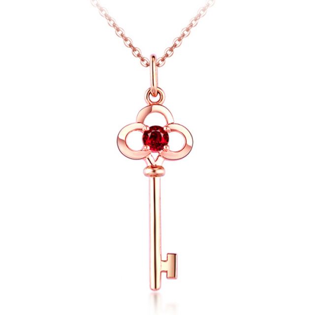 Pendentif clé Or rose - Rubis 0.15ct